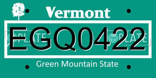 EGQ0422 Vermont License Plate