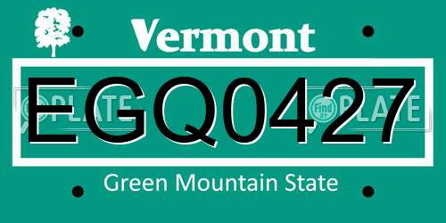 EGQ0427 Vermont License Plate