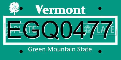 EGQ0477 Vermont License Plate