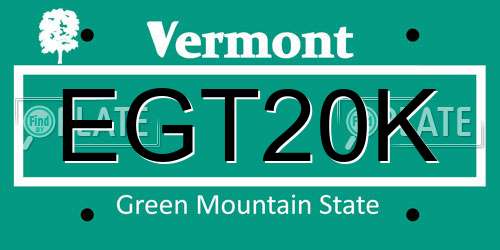 EGT20K Vermont License Plate