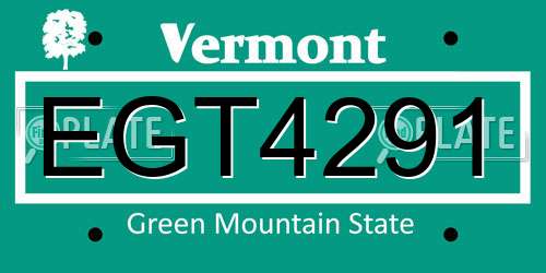 EGT4291 Vermont License Plate