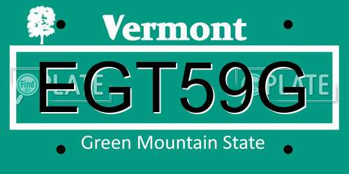 EGT59G Vermont License Plate