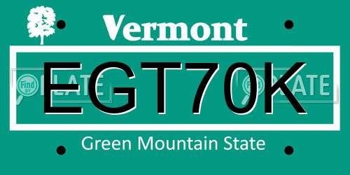 EGT70K Vermont License Plate
