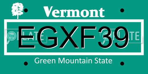 EGXF39 Vermont License Plate