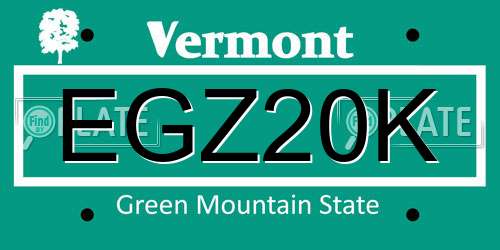 EGZ20K Vermont License Plate