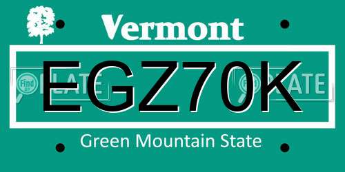 EGZ70K Vermont License Plate