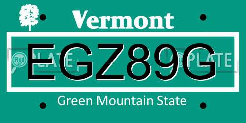 EGZ89G Vermont License Plate