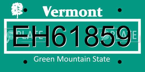 EH61859 Vermont License Plate