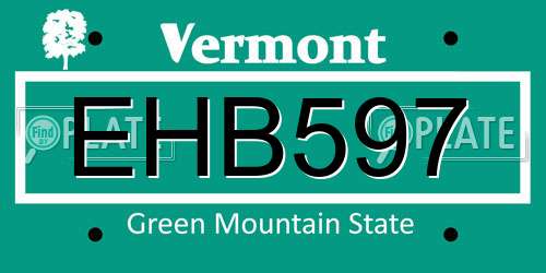 EHB597 Vermont License Plate