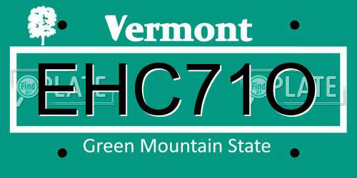 EHC71O Vermont License Plate