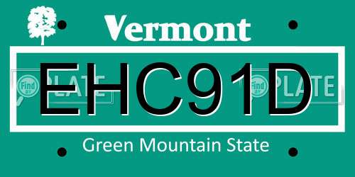 EHC91D Vermont License Plate