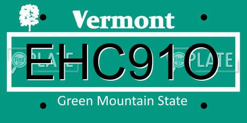 EHC91O Vermont License Plate