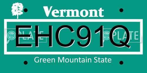 EHC91Q Vermont License Plate