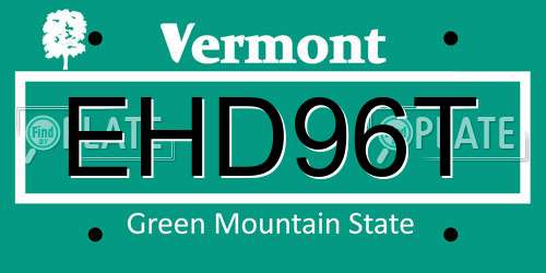 EHD96T Vermont License Plate