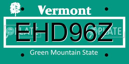EHD96Z Vermont License Plate