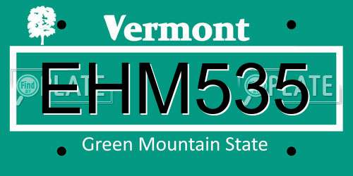 EHM535 Vermont License Plate