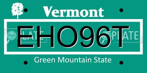 EHO96T Vermont License Plate