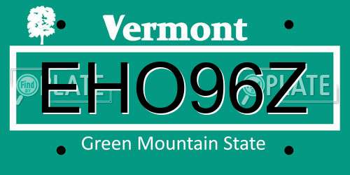 EHO96Z Vermont License Plate