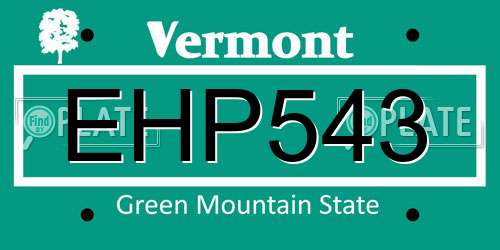 EHP543 Vermont License Plate