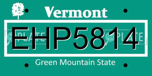 EHP5814 Vermont License Plate