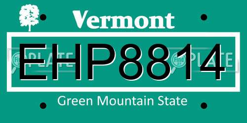 EHP8814 Vermont License Plate