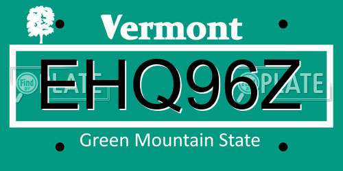 EHQ96Z Vermont License Plate