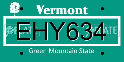EHY634 Vermont License Plate
