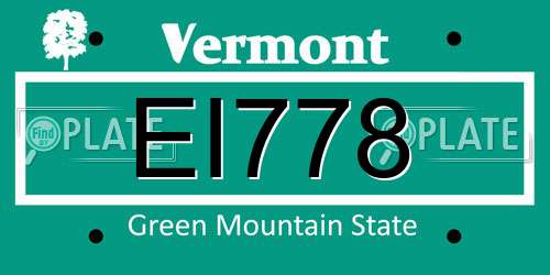 EI778 Vermont License Plate