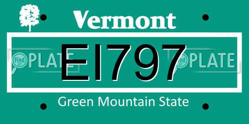 EI797 Vermont License Plate