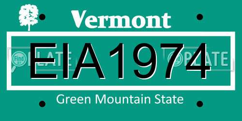 EIA1974 Vermont License Plate