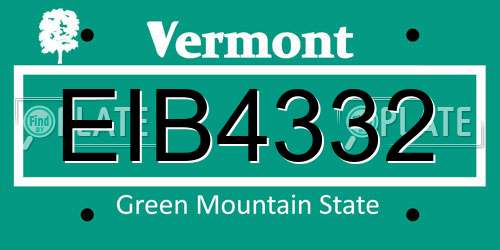 EIB4332 Vermont License Plate