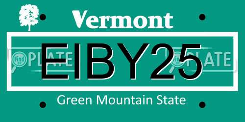EIBY25 Vermont License Plate