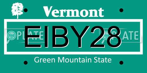 EIBY28 Vermont License Plate