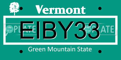 EIBY33 Vermont License Plate
