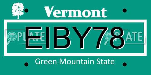 EIBY78 Vermont License Plate