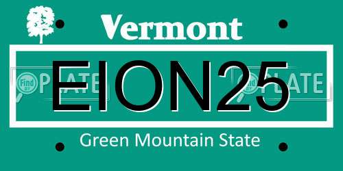 EION25 Vermont License Plate