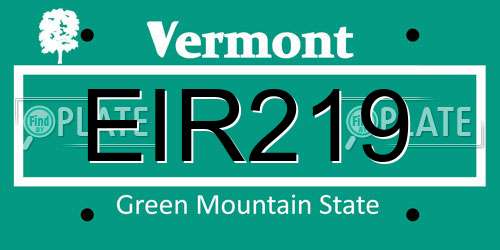 EIR219 Vermont License Plate