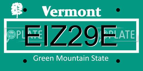 EIZ29E Vermont License Plate