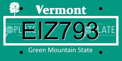 EIZ793 Vermont License Plate