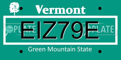 EIZ79E Vermont License Plate