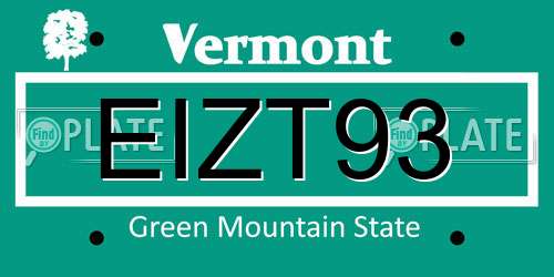 EIZT93 Vermont License Plate