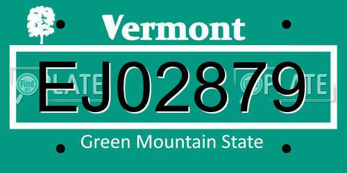 EJ02879 Vermont License Plate