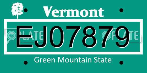 EJ07879 Vermont License Plate