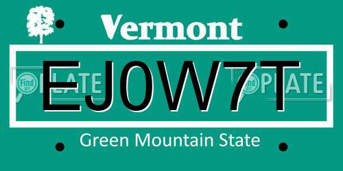 EJ0W7T Vermont License Plate