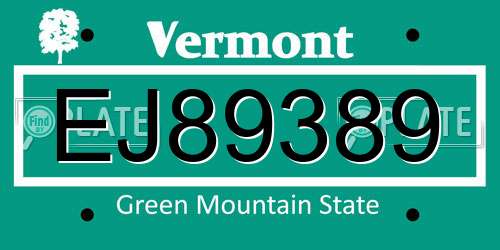 EJ89389 Vermont License Plate