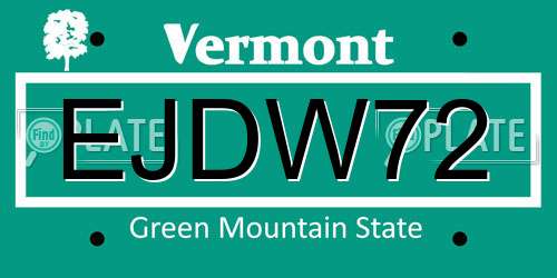 EJDW72 Vermont License Plate