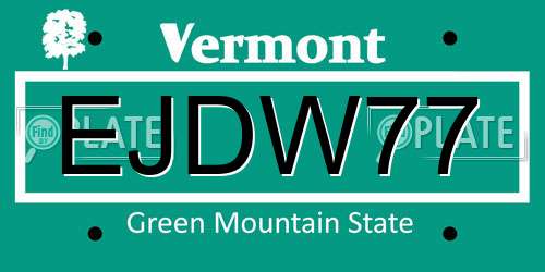 EJDW77 Vermont License Plate