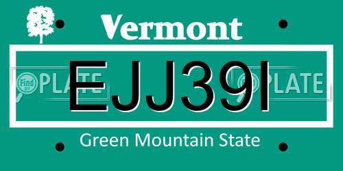 EJJ39I Vermont License Plate