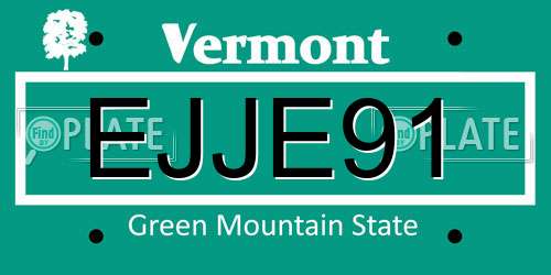 EJJE91 Vermont License Plate