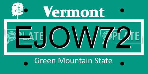 EJOW72 Vermont License Plate